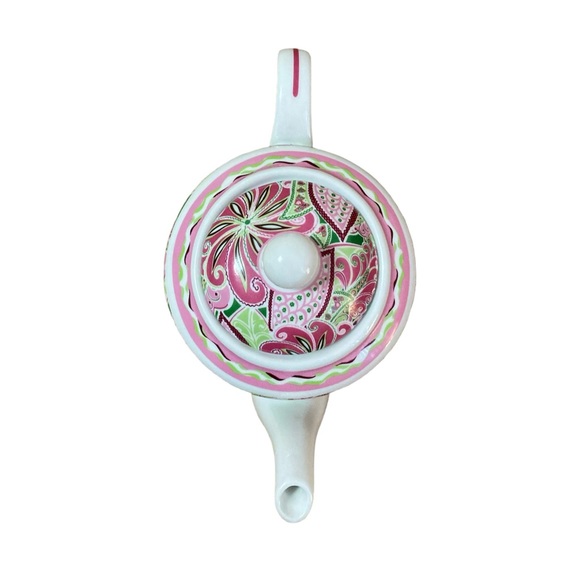 Vera Bradley Pinwheel Pink, Green 32oz Teapot Andrea by Sadek - Picture 5 of 12
